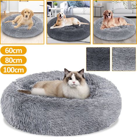 Wolketon Hundebett Schlafplatz Katzenbett Hellgrau 80cm Haustierbett Haustierbett Flauschige (1/5)
