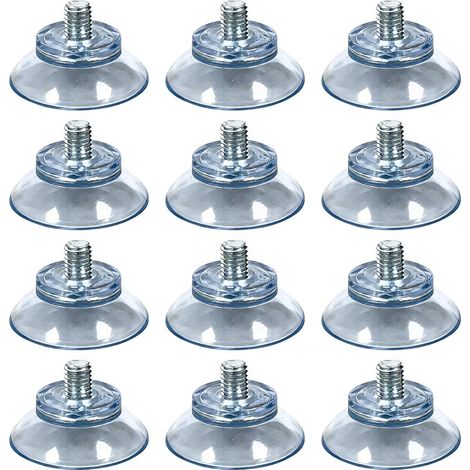 12 Pack Glass Suction Cups, 25mm (1 Inch) Clear PVC Sucker Pads with Metal Screw Nuts - Strong Hold for Windows, Mirrors, Tiles, Car Walls & Smooth Surfaces, Reusable Daily Hanging Holders (1/5)