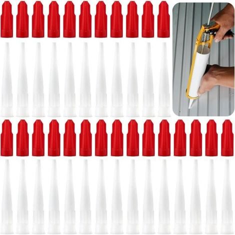 50Pcs Embouts de cartouche, compris 25Pcs Embout Cartouche Silicone et 25Pcs Bouchons de Calfeutrage,Buse de Cartouche de Silicone (1/3)