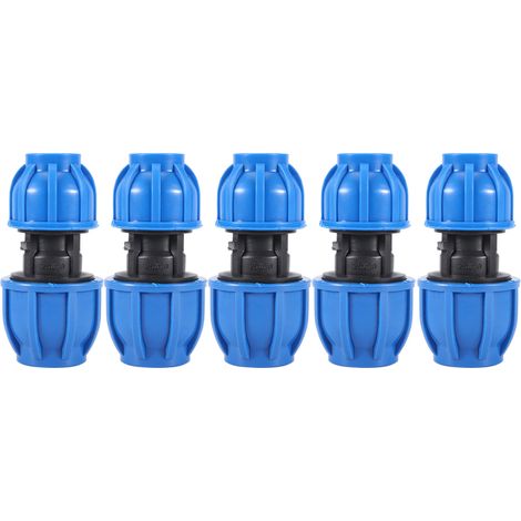 Lot de 5 adaptateurs droits en plastique PE de 25 mm à 20 mm pour tuyaux d'eau (1/5)