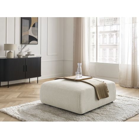 BOBOCHIC - Pouf grand JANA tissu chiné   Blanc