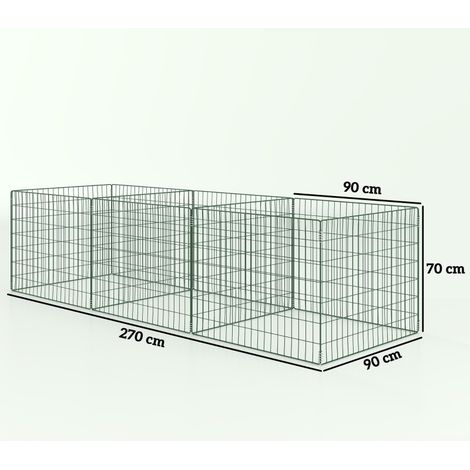 Composteur 1680 litres,composteur rapide en 3 pièces de 270 x 90 x 70 cm en acier,vert résistant aux intempéries (1/5)