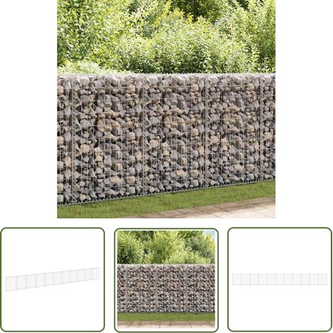 The Living Store Mur en gabion avec couvercles Acier galvanisé 900x30x100 cm - Mur En Gabion - Cloture Gabion - Panneau De Clôture - Clôture Rigide - Décoration Extérieur (1/5)