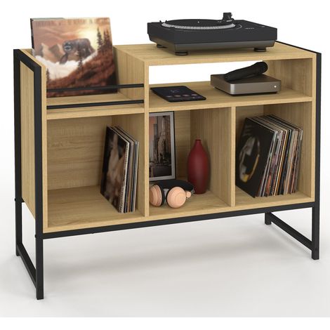 Mobili in vinile, credenza di design industriale DETROIT 100cm in legno e nero (1/5)