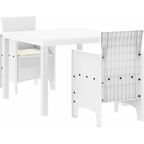 Ensemble de salle à manger pour jardin 3 pcs,Salon de jardin Blanc Rattan Polt CFW79789 (1/5)
