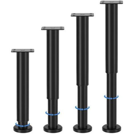 pieds de meubles réglables, hauteur ajustable de 25 à 42 cm, pieds de meubles en métal noir, pour armoires, meubles TV, lits, canapés, tables de chevet, chaises, meubles de salle de bain (1/5)