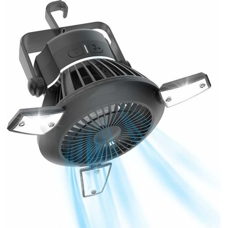 Portable léger Ventilateur de Camping Ventilateur de Camping avec Ventilateur de Tente Rechargeable pour Tente Ventilateur Solaire avec Crochet de Suspension Ventilateur de bureau USB-LIAIKI (1/5)