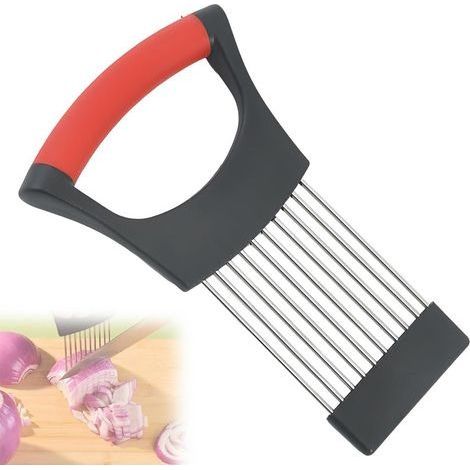 Coupe-Citron,Porte Tranche Oignons,Coupe-Légumes, Alimentaire Tranche Assistant,coupe oignon,Noir et rouge, 14.2 9.CM Aiguilles D'oignon (1/5)