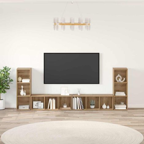 TV-Schrankset Wandmontiert 4 pcs Artisan-Eiche 37 x 35 x 107 cm