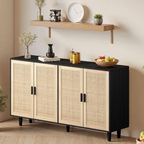mobile contenitore 158x40x88 4 ante rattan nero OKMYHOME (1/5)