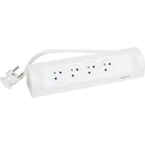 Regleta compacta con cable, 4 tomas, blanca LEGRAND