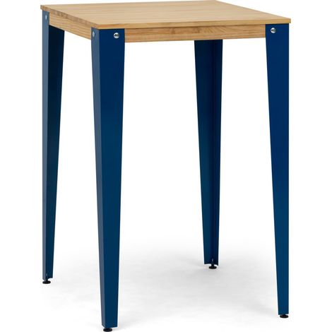 Mesa alta Lunds cuadrada 59x59x110 cm Azul en madera de pino maciza acabado natural. (1/5)