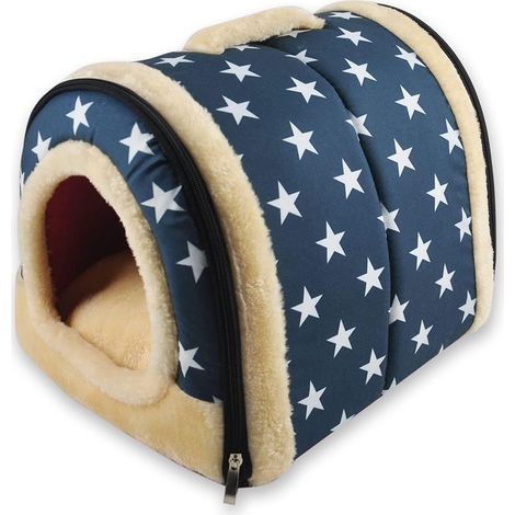2 En 1 Niches & Maison D’Animal Familier, Machine Lavable Antidérapant Pliable Doux Chaud Chien Chat Chiot Lapin Pet Nid Grotte Maison Lit Avec Coussin Amovible