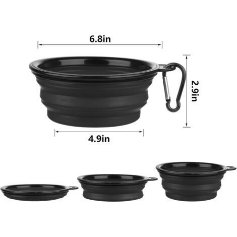 2-teiliges faltbares Hundenapf-Set, zusammenklappbarer Silikonnapf für Hunde und Katzen, kleine schwarze Silikon-Reisenäpfe (1/4)