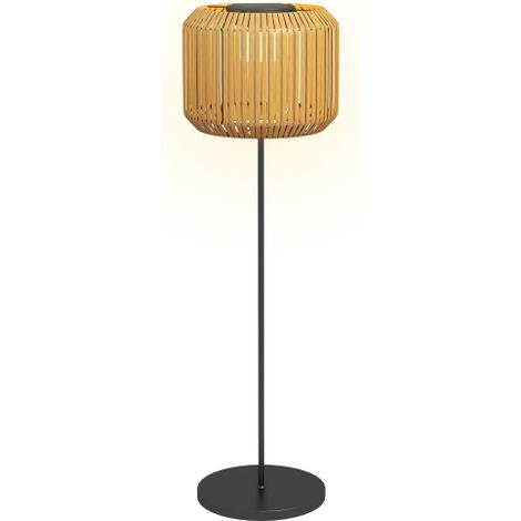 Lampada solare in rattan per vialetti con luce bianca calda, lampada da giardino a LED impermeabile con sensore di luce, lampada da terra in acciaio per giardino e pratoSul posto
