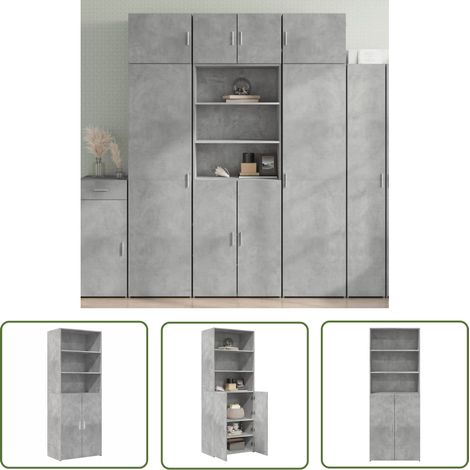 The Living Store Highboard Betongrau 70x42,5x185 cm Holzwerkstoff - Sideboard - Hochschrank - Wohnraumgestaltung - Aufbewahrungslösung - Holzwerkstoff (1/5)