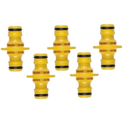 5 Hozelock Double Male Connectors 2291 Garden Hose Pipe Fitting Attachment Pack