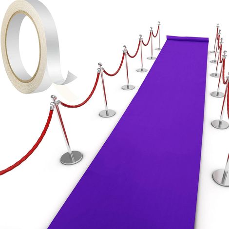 Tapis de Passage Tapis de Piste 55 g/m² d'Épaisseur avec 1 Ruban Adhésif à Tapis pour Accessoires d'Extérieur, Tapis de Couloir Fête Mariage (Violet, 2,6 x 30 Pieds) (1/5)