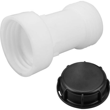 IBC-Tankzubehör, IBC-Adapter S60 x 6 Verlängerungsstück + Schutzkappe 60 mm 1000 l Tankventil Kunststoff Grobgewinde gerade S60 x 6 IBC-Behälterzubehör Tankanschluss (1/4)