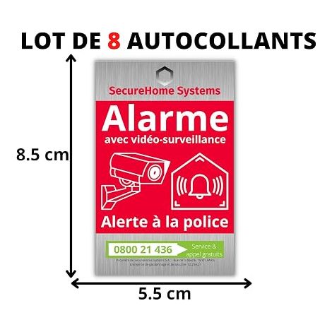 realistic aluminium effect theft deterrent stickers - Alarm - rain and UV resistance - 8.5 x 5.5 cm (1/4)
