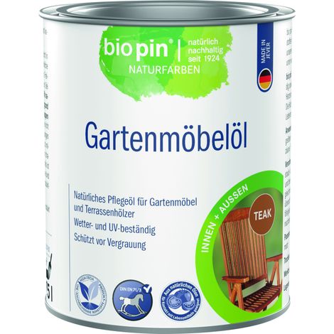 Biopin Naturfarben Gartenmöbelöl 750 ml teak Holzschutzmittel