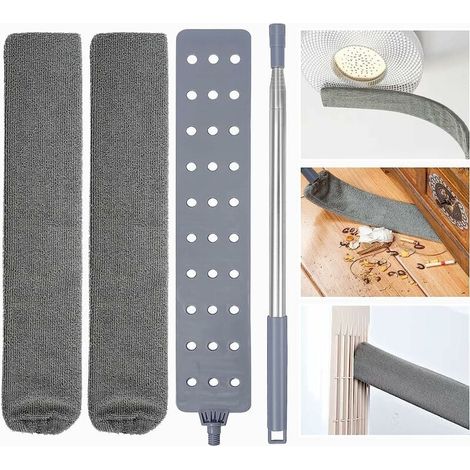 Plumeau télescopique brosse à épousseter de chevet manche en flexible lavable Acier inoxydable Acier (1/4)