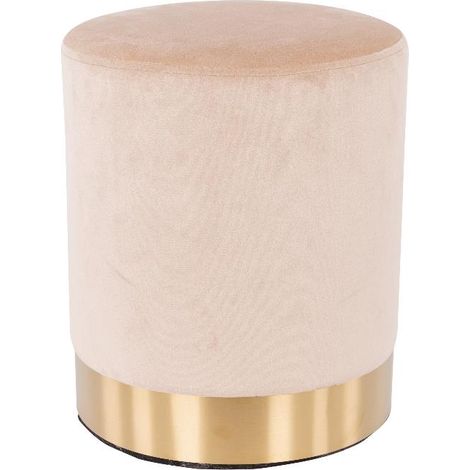 Pouf Decorativo Casa Imbottito in Velluto Lida Avorio 38 cm (1/2)