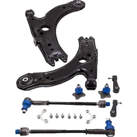 2 brazos de control, aluminio, delanteros inferiores izquierdo y derecho, compatibles con Audi A3, Seat Leon, Skoda y VW Bora (1996-2010). (1/5)