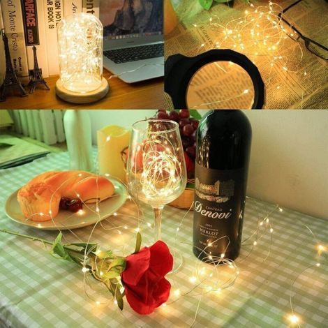 Autre décoration pour Noël,Guirlande solaire étanche à 100 LED en fil de cuivre, féerique et étoilée (blanc chaud) (1/3)