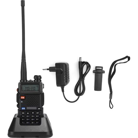 Talkie-Walkie Dual Band 8W BF UV5R avec Batterie Intégrée et Chargeur Secteur (100-240V) pour Voiture et Randonnée (1/5)
