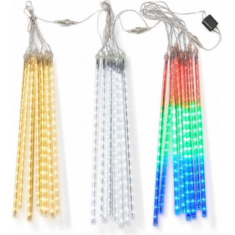 Guirlande LED Pluie de Météores Verte, 10 Tubes USB Résistants à la Pluie pour Décoration de Noël Extérieure (1/5)