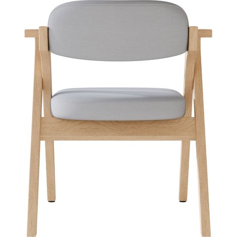 Set de 2 sillas de comedor plegables de madera y lino gris con reposabrazos MODENUIT (1/5)