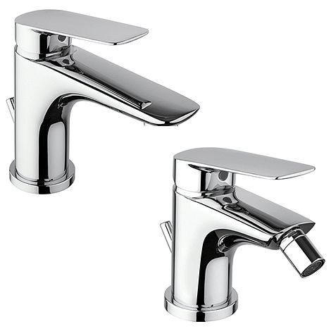 Set Rubinetti Piralla per lavabo e bidet con scarico automatico serie Lago cromato (1/5)