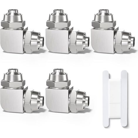 5 Pcs 6mm 90 Degree Push Elbow for Connecting Pneumatic Tube Fitting with Locking Nut, 2 Way Nickel Plated Brass Quick Connect KPV Air Line Adapter (1/4)