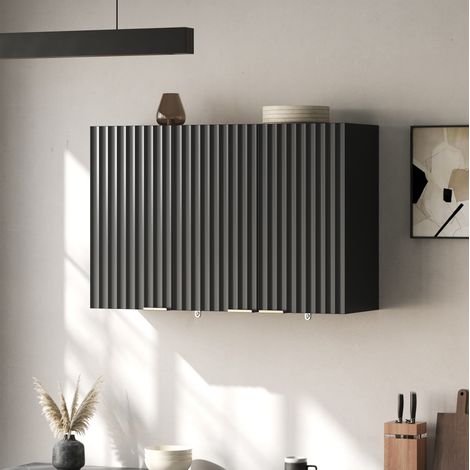 Mueble de cocina mural 3 puertas 90 x 29 x 60 cm negro DESVIAE (1/5)