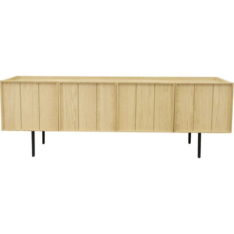 Meuble TV 4 portes en bois L160cm - Bois clair - LINES (1/5)