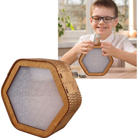 Tirelire en bois créative avec chiffres, tirelire pour enfants et adultes, tirelire décorative. (1/5)