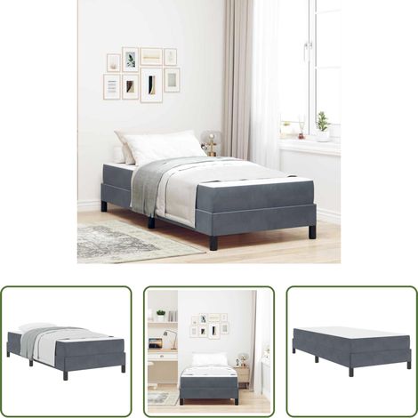 Matelas à ressorts - Lit à ressorts avec matelas Gris foncé 100 x 200 cm tissu (1/5)
