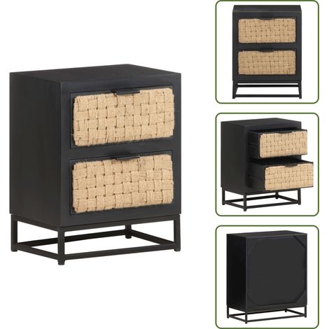 Table de chevet 40x30x50 cm Bois de manguier massif - Table De Chevet Industrielle - Meuble De Chambre - Table D'appoint - Bois De Manguier - Design Industriel (1/5)