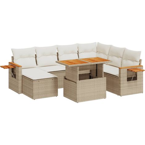 Maison Exclusive - 8-tlg. Garten-Sofagarnitur mit Kissen Beige Po