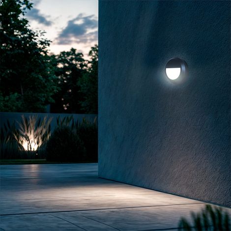 Baliza Exterior LED Superficie Pared Circular Antracita Edulis 4000K Blanco Neutro
