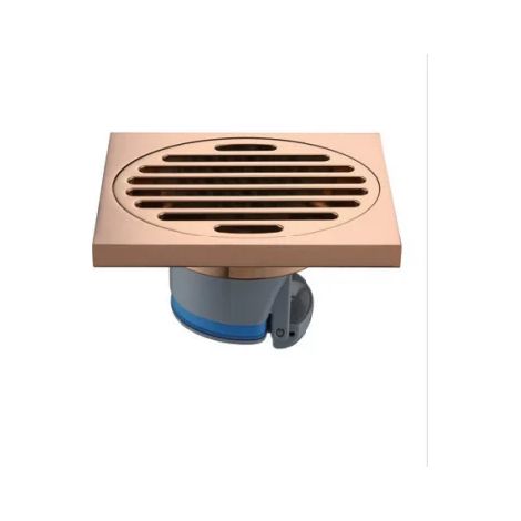 (Rose colored B)Brass Shower Drainage Bathroom Floor Drain Tile Inserted Circular Deodorizing Floor Drain Grille 100X100cm (1/4)