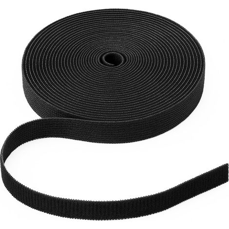 Rouleau de serre-câbles - 2 m x 10 mm - Réutilisable et découpable - Organisateur de câbles flexible en nylon - Pour la gestion des câbles, l'électronique et le bureau à domicile (1/5)