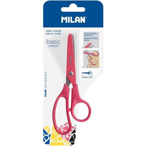 Ciseaux scolaires - MILAN - 13cm - Lame acier inox - Bouts arrondis - Manche plastique