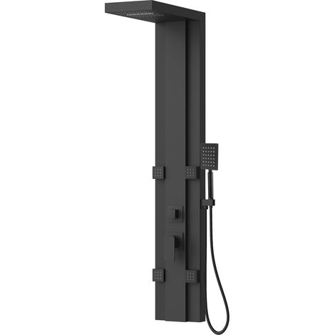 Pannello doccia da bagno Arden 135 x 22 cm - Nero - Set doccia in alluminio con miscelatore e soffione (1/5)