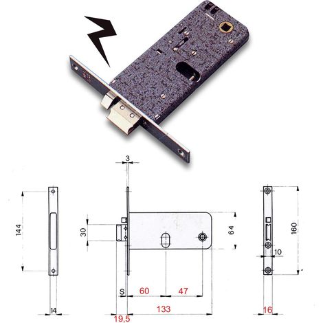 Serratura Metallo Infilare Elettrica 388 Omec B.q Nich F.mm 16 F.ovale M1