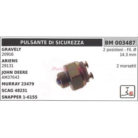 Pulsante di sicurezza trattorino GRAVELY 20916 ARIENS 29131 MURRAY 23479