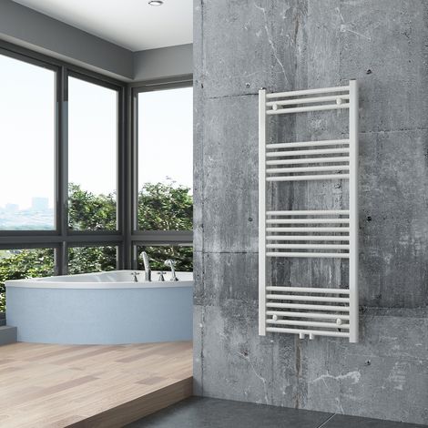 BERNSTEIN - Radiateur sèche-serviettes design de salle de bain en laiton - Blanc - R18W - Connexion et dimensions au choixOhne Handtuchhalter (de), 1200x500mm, Avec kit de connexion blanc (1/4)