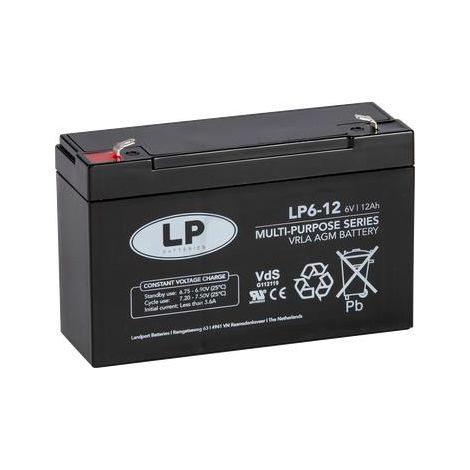 Landport LP6-12 T1 6V 12Ah AGM Bleiakku VdS 4,8 mm Faston