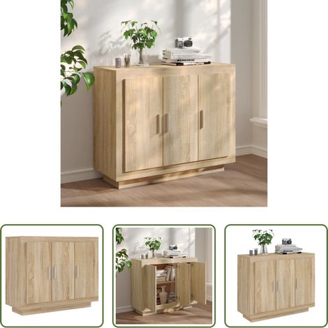 Holz - Sideboard Sonoma-Eiche 92x35x75 cm Holzwerkstoff (1/5)